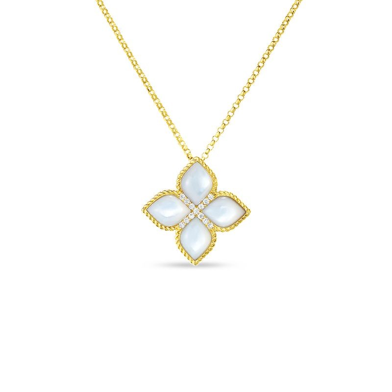ROBERTO COIN 18K YELLOW AND WHITE GOLD VENETIAN PRINCESS PENDANT  DIA-0.06,.