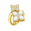 18K YELLOW GOLD AND WHITE GOLD PRINCESS FLOWER MOTHER OF PEARL RING DIA .24CTW. MOP 2.95