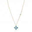 Roberto Coin 18k Rose Gold Ventien Princess Turquoise Diamond Pendat .75ctw dia. 10.10 Turquoise