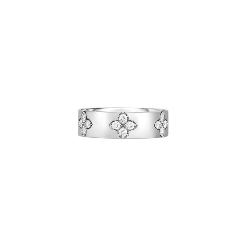 Roberto Coin 18 Karat White Gold Medium Width Diamond Accent Verona Band