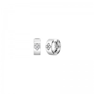 18K WHITE GOLD LOVE IN VERONA DIAMOND HOOP EARRINGS. 
