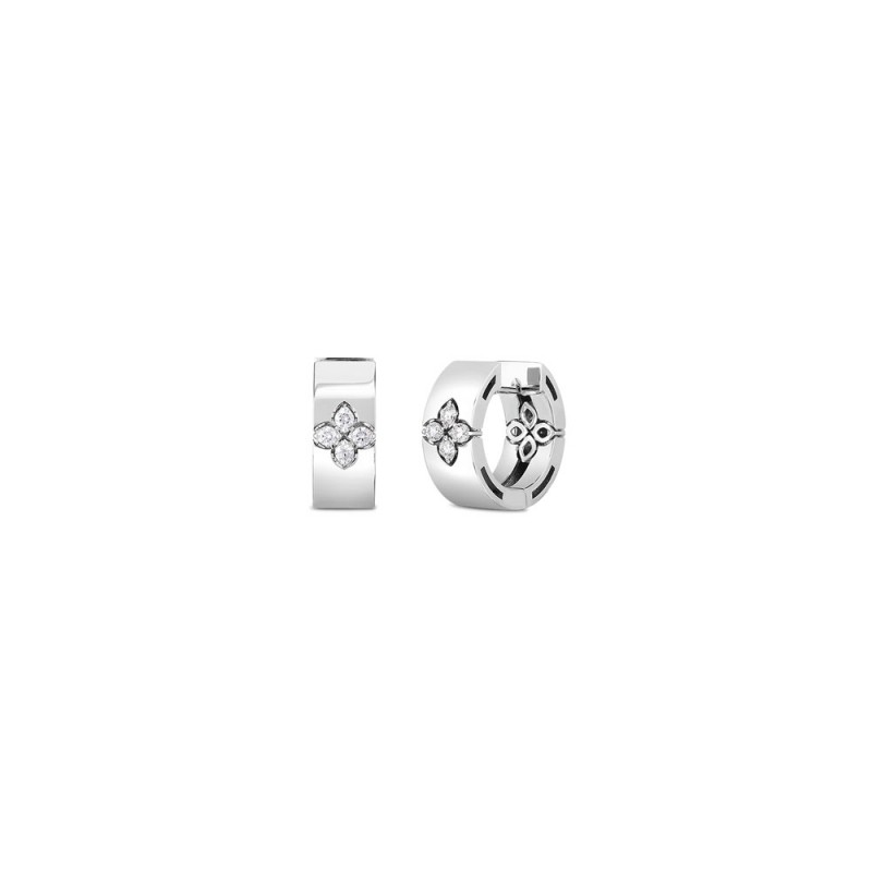 ROBERTO COIN 8K WHITE GOLD DIAMOND LOVE IN VERONA EARRINGS 0.16.