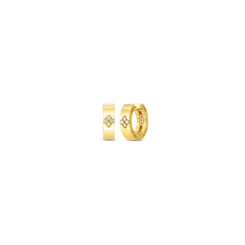 Roberto Coin 18k Yellow Gold Diamond Love in Verona Earrings 15mm .05ctw. 
