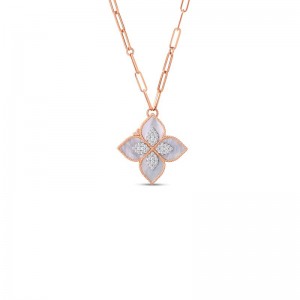 18K ROSE GOLD AND WHITE GOLD DIAMOND MOP LOCKET VENETIAN PRINCESS. 
