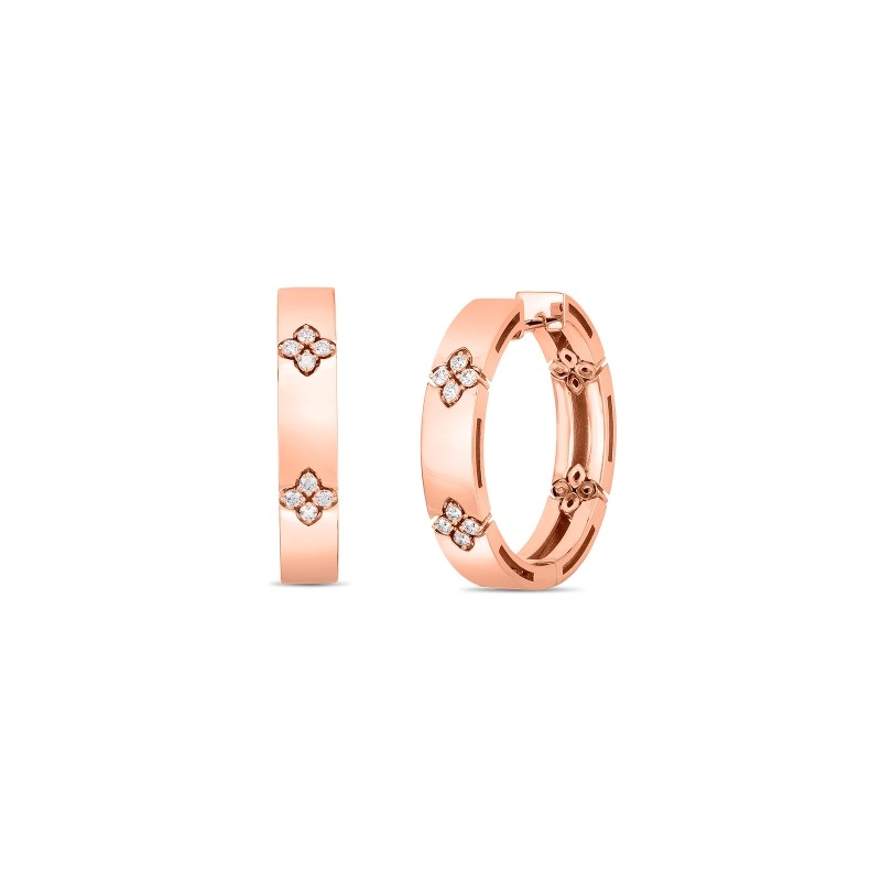 18K ROSE GOLD LOVE IN VERONA LARGE DIAMOND HOOP EARRINGS (20MM). 