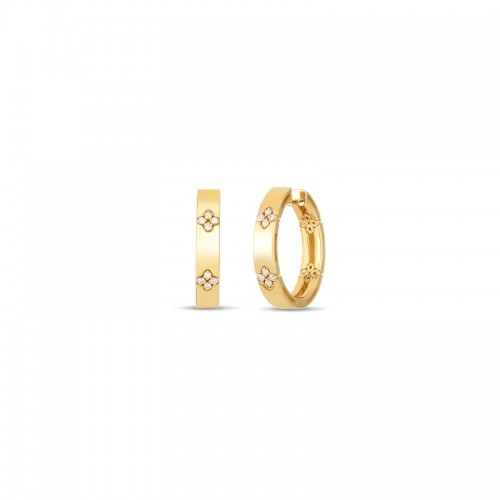 18K YELLOW GOLD LOVE IN VERONA HOOP EARRINGS WITH DIAMONDS. 24MM