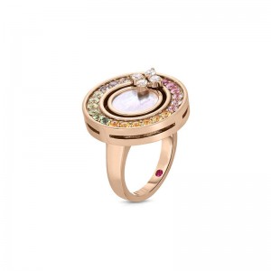 Roberto Coin 18K Rose Gold Love In Verona Rainbow Disc Ring