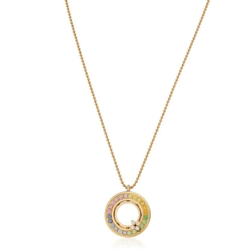 https://www.williambarthman.com/upload/product/18K ROSE GOLD VERONA RAINBOW SAPPHIRE DIAMOND MOTHER OF PEAL MEDALLION. 