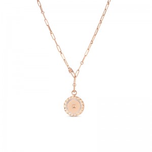 Roberto Coin 18K Rose Gold Obelisco Large Diamond Medallion Necklace