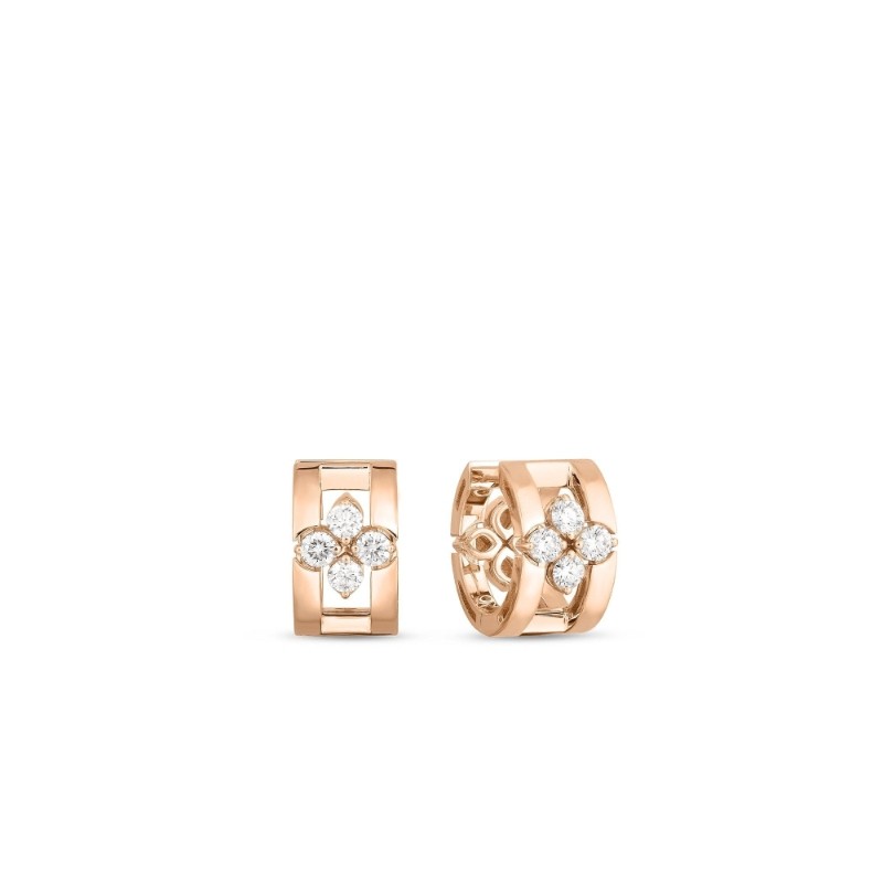 ROBERTO COIN ROSE GOLD DIAMOND LOVE IN VERONA 8.5MM EARRINGS 0.69. 