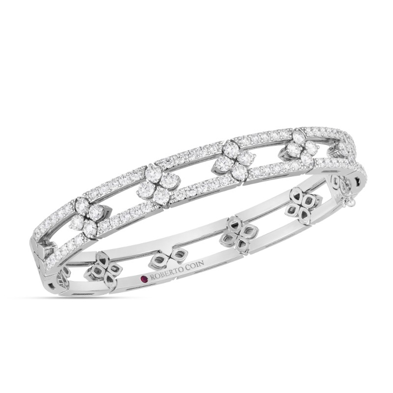 ROBERTO COIN WHITE GOLD DIAMOND LOVE IN VERONA 8.5MM BANGLE 3.69.