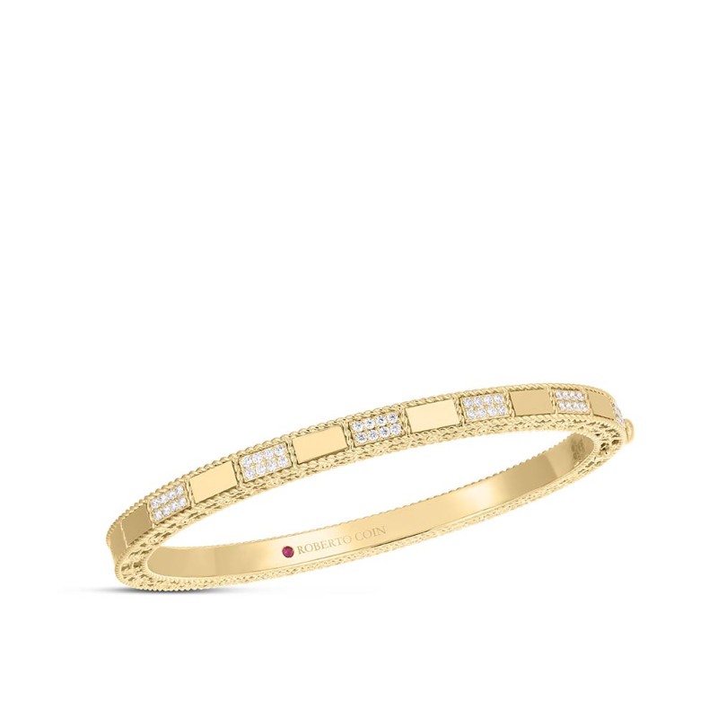 Roberto Coin 18K Yellow Gold Diamond Mosaic Bangle 48x58 .40ctw.