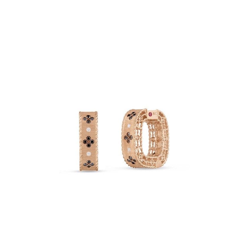 ROBERTO COIN 18K ROSE GOLD DIAMOND PRINCESS EARRINGS 0.41. 