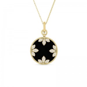 Roberto Coin 18K Yellow Gold Venetian Medallions Necklace with Diamonds and Black Jade