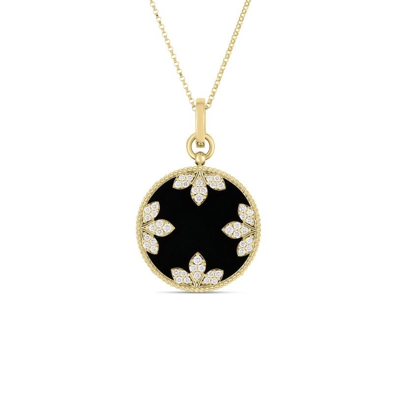 Roberto Coin 18K Yellow Gold Diamond Black Jade 13.34 Diamond .52ctw. 