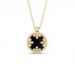 Roberto Coin Yellow Gold Diamond Black Jade Venetian Medallion Necklace BJAD 2.0. Diamond .05ctw