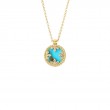ROBERTO COIN 18K YELLOW GOLD DIAMOND TURQUOISE COLORED MEDALLION NECKLACE. DIA-0.05  TURQ-2.00