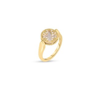 ROBERTO COIN 18K YELLOW GOLD VENETIAN MEDALLIONS DIAMOND AND MOTHER OF PEARL SMALL REVERSIBLE RING
