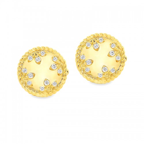 Roberto Coin 18k Yellow Gold Diamond Ventian Medallion earrings .11ctw.
