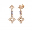 ROBERTO COIN 18K ROSE GOLD DIAMOND RUBY TANZANITE PRNCESS EARRINGS. 