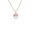 ROBERTO COIN 18K ROSE GOLD DIAMOND WHITE CERAMIC MOSAIC BALL NECKLACE DIA-0.18.
