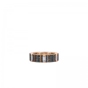 ROBERTO COIN 18K ROSE GOLD WHITE AND BLACK DIAMONDS OBELISCO RING 0.70.