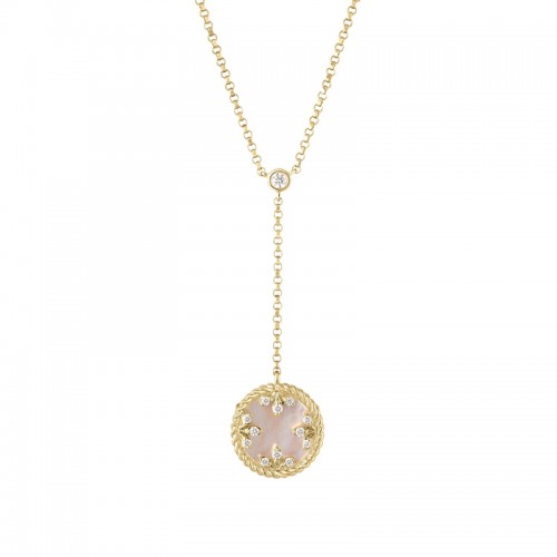Roberto Coin 18k Yellow Gold Diamond Doublet Plate Gold Mother of Pearl Necklace. 