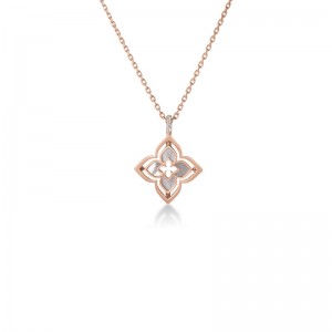 Roberto Coin 18k Rose Gold Diamond and Mother of Pearl Ventian Princess Necklace. Diamond .15ctw Mother of Pearl 1.35