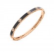Roberto Coin Rose Gold Diamond Black Enamel Love in Verona Bangle 48x58. Diamond .14ctw