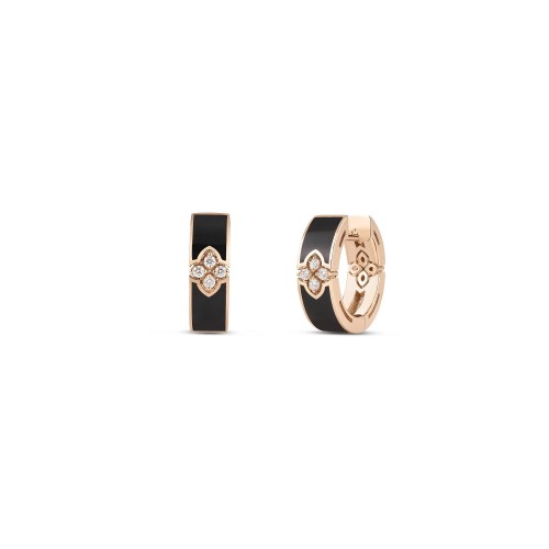 Roberto Coin Rose Gold Diamond Black Enamel Love in Verona Earring Diamond .06ct.
