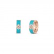 ROBERTO COIN 18K ROSE GLD DIAMOND TURQUOISE ENAMEL LOVE IN VERONA EARRINGS. DIA-0.06