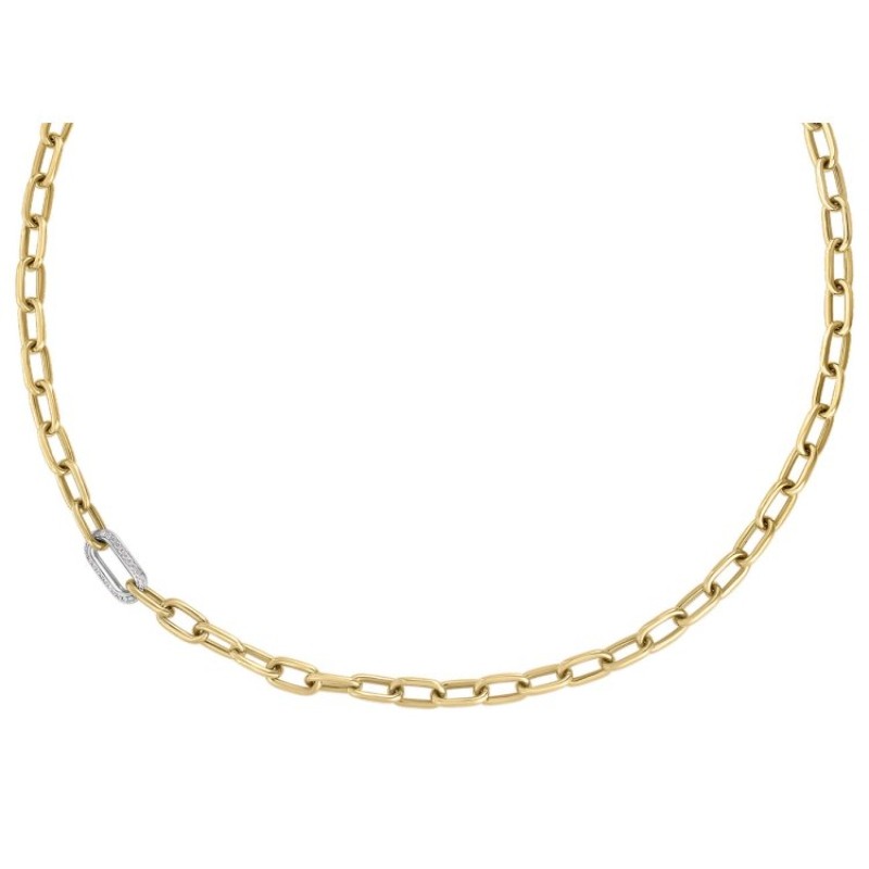 Roberto Coin 18k Yellow White Gold Chain w/Diamond Link Neclace .25ctw. 