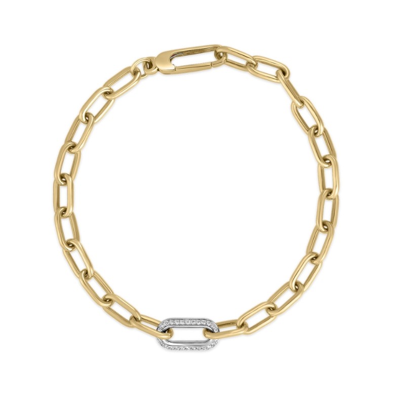 Roberto Coin 18k Yellow White Gold Chain w/Diamond Link Bracelet .25ctw.