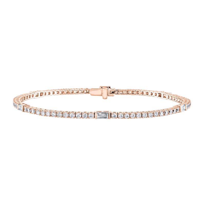 The Wall Street 14k Rose Gold Diamond Tennis Bracelet. 2.15ctw