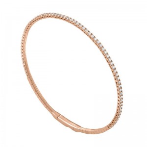 The Broad Street 14k Rose Gold and Diamond Flexi Bangle. 1ctw