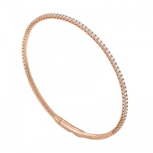The Broad Street 14k Rose Gold and Diamond Flexi Bangle. 1ctw