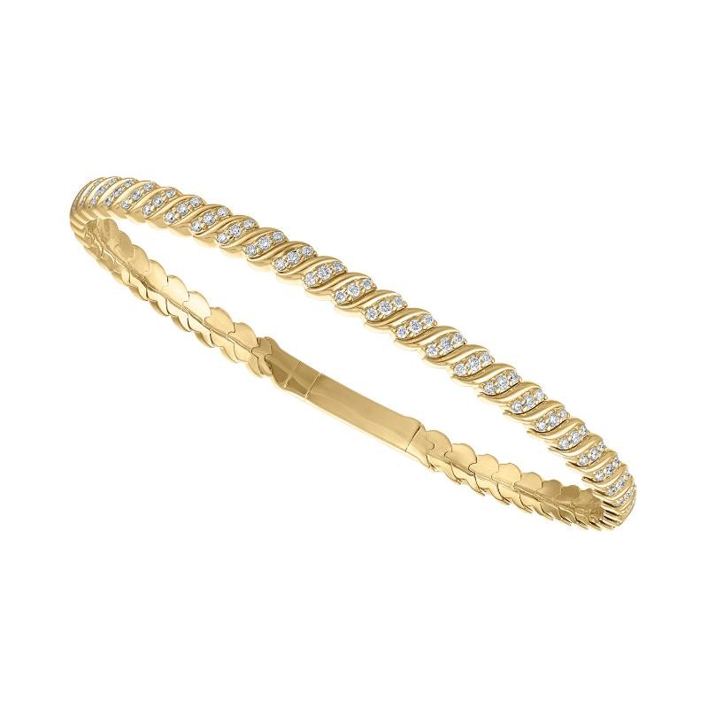 The 14k Yellow Gold Broadway Flexi Eternity Bangle with Diamonds. 1.05ctw