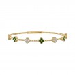 The Battery Park Emerald and Diamond Flower Bracelet in 14K Yellow Gold.