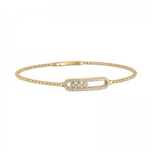 The Broad Street Flow Bracelet in 14K Yellow Gold with Diamonds.