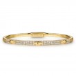 GABRIEL & CO 14K YELLOW GOLD DIAMOND BANGLE WITH PYRAMID RHOMBUS STATIONS. KASLIQUE COLLECTION SI DIA-0.54, SIZE 6.25