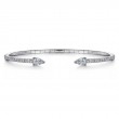GABRIEL & CO 14K WHITE GOLD ARROW DIAMOND CUFF BRACELET LUSSO COLLECTION  G-H. DIA-0.51 SI-0.51, SIZE 6.25
