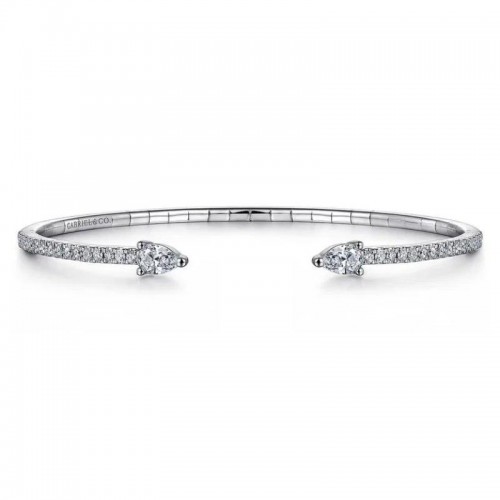 GABRIEL & CO 14K WHITE GOLD ARROW DIAMOND CUFF BRACELET LUSSO COLLECTION  G-H. DIA-0.51 SI-0.51, SIZE 6.25