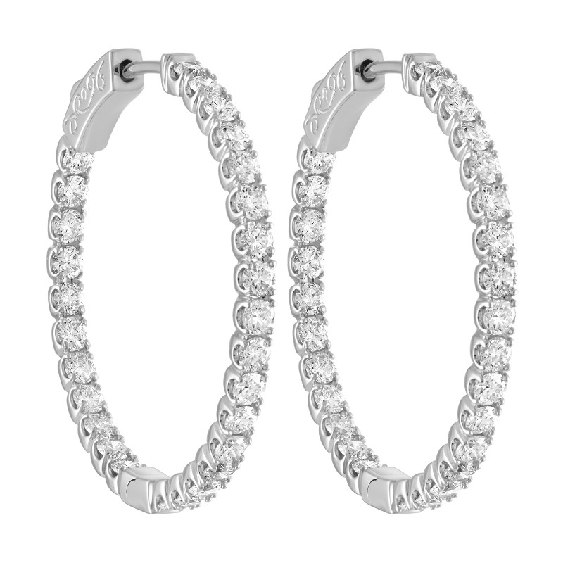 The Wall Street 5K Diamond Hoops in 14K White Gold.