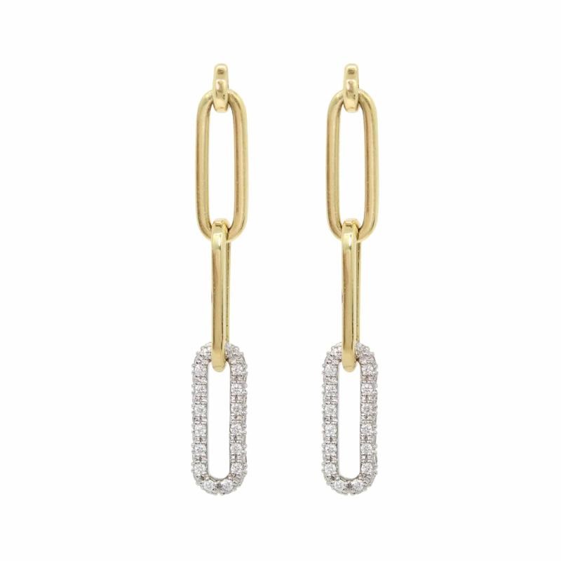 The Broad Street 14k Yellow and White Gold Link Earrings with Diamonds. 0.55ctw