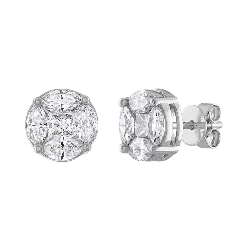 The Maiden Lane 14k White Gold and Diamond Studs. 2.15ctw