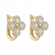 The Battery Park Diamond Flower Huggies in 14K Yellow Gold.