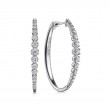 GABRIEL & CO 14K WHITE GOLD 40MM BUTTERCUP SET DIAMOND CLASSIC OVAL HOOP EARRING. LUSS COLLECTION SI DIA-1.03 SIZE-40