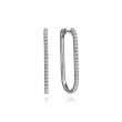 GABRIEL & CO 14K WHITE GOLD DIAMOND CLASSIC ELONGATED OVAL HOOP EARRINGS. LUSSO COLLECTION SI DIA-0.47 SIZE 30
