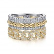 GABRIEL & CO 1K WHITE AND YELLOW GOLD DIAMOND EASY STACKABLE RING 1CT-BUJUKAN. COLLECTION SI DIA-1.04 SIZE-6.5