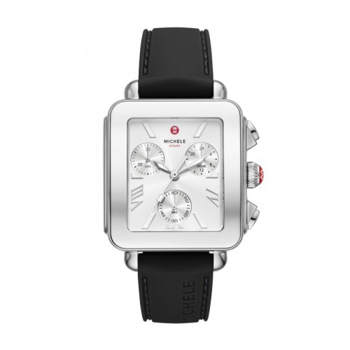 Deco Sport Chronograph Stainless Steel Black Silicone Watch